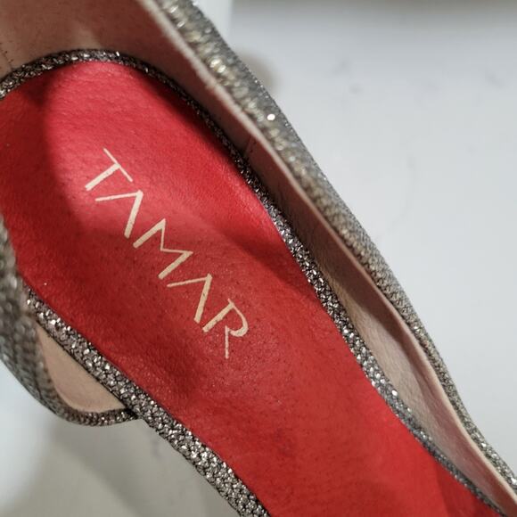 Tamar Silver Sparkle Heels Size 6 1/2 - Picture 7 of 10